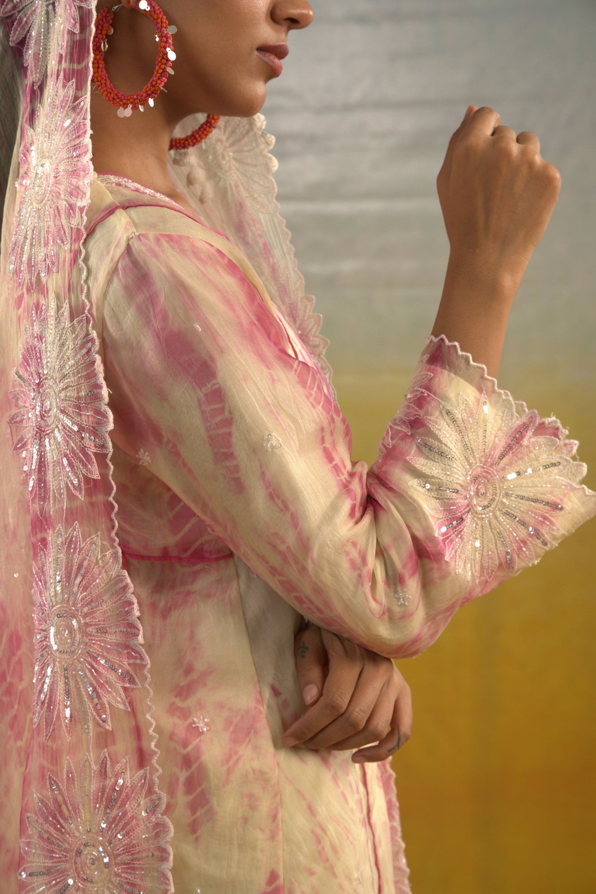Tie & Dye Organza Anarkali Set