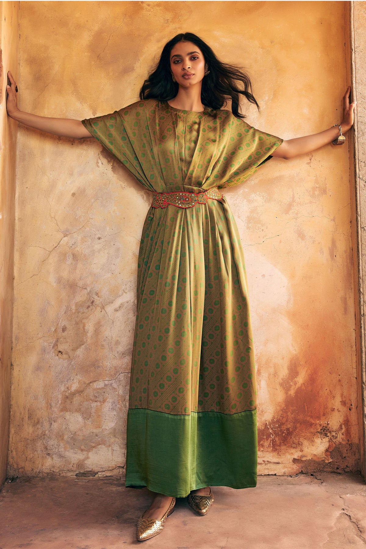 Haldi Nashpal Green Belt Dress