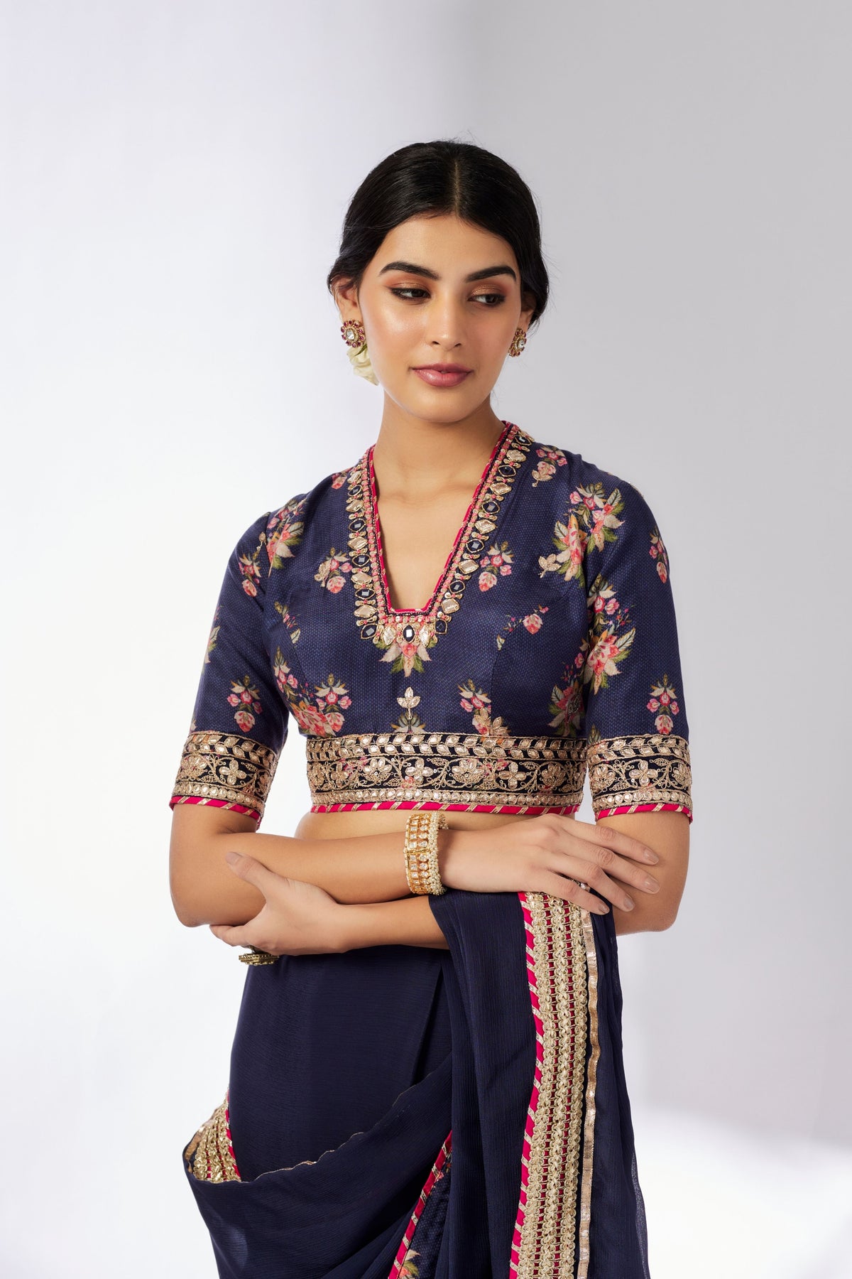 Navy Anisha Saree Set