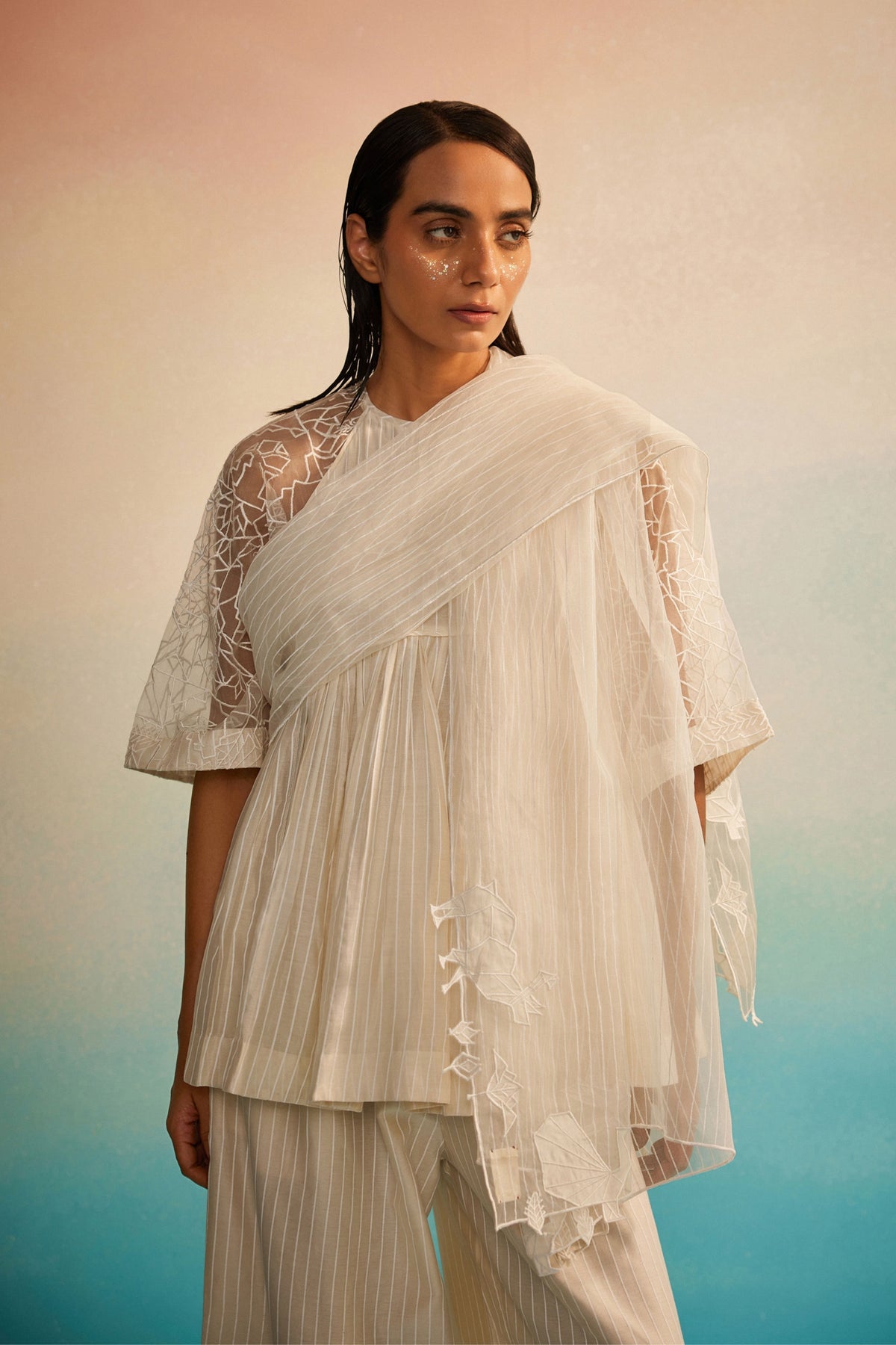 Kessho Organza Appliqué Dupatta
