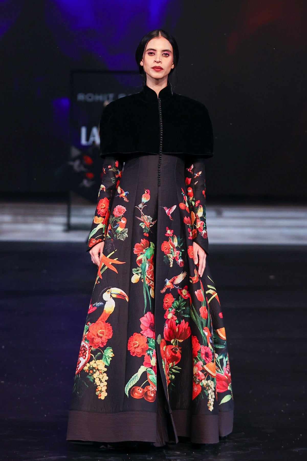 Black Long Printed Quilting Jacket