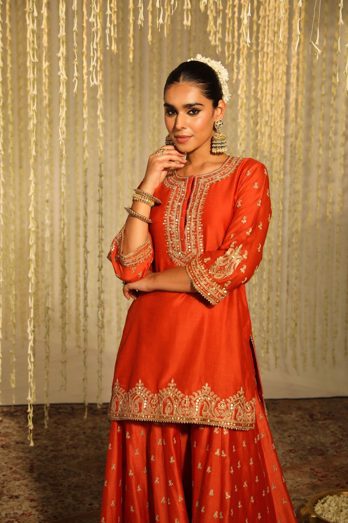 Mishika Orange Sharara Set