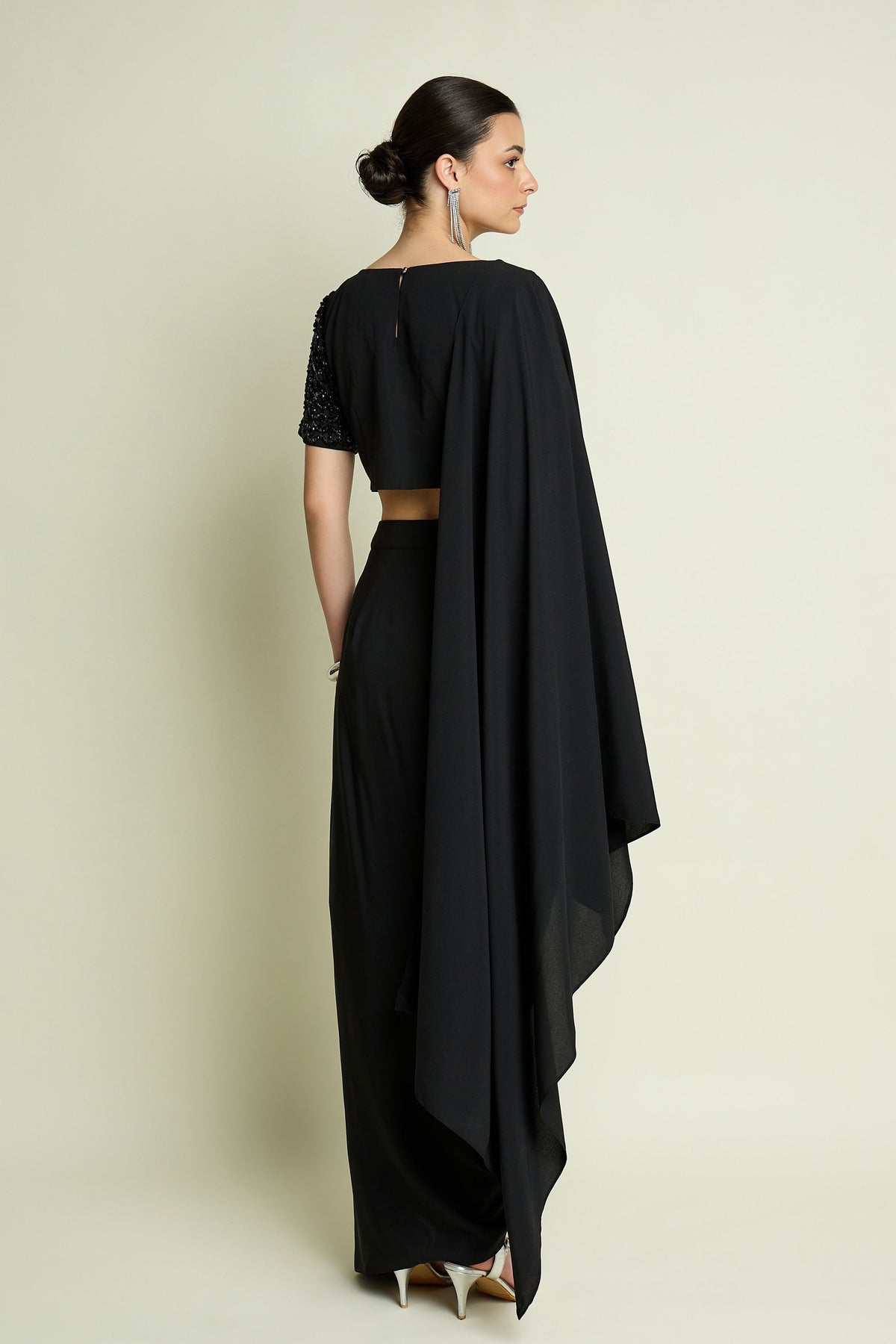 Stellar Noir Draped Saree Set