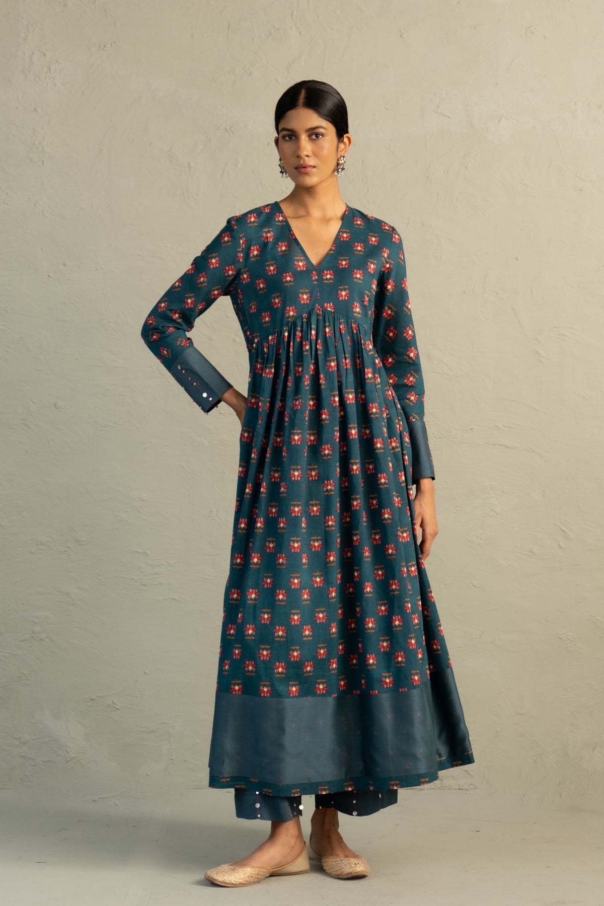 Teal Anarkali Set