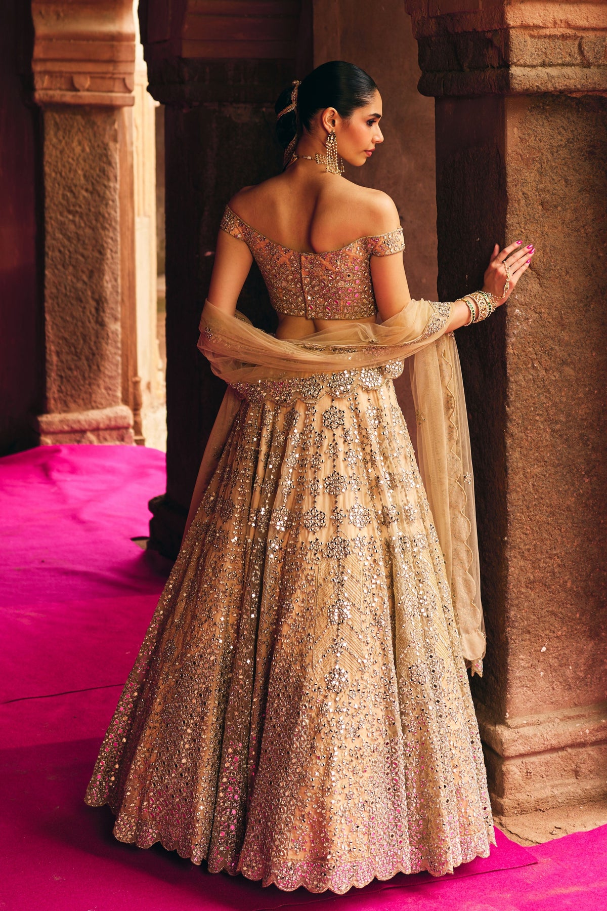 Gold Organza Lehenga Set