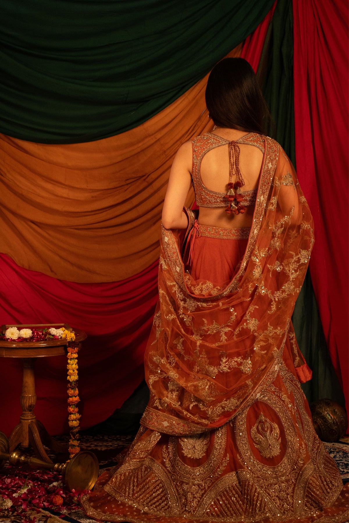 Kumkumi Kesariya Lehenga Set