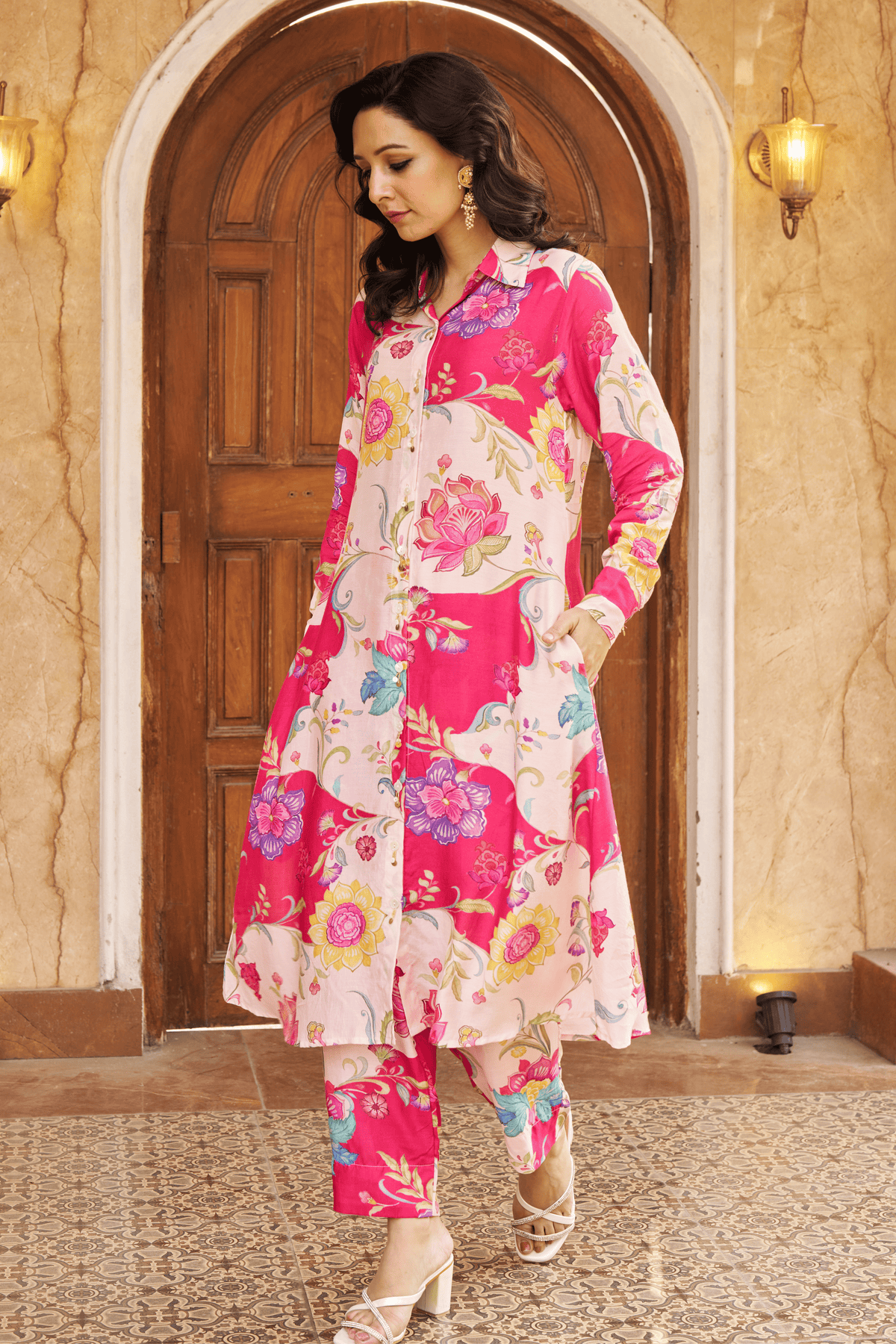 Ruya Floral Pink Tunic Set