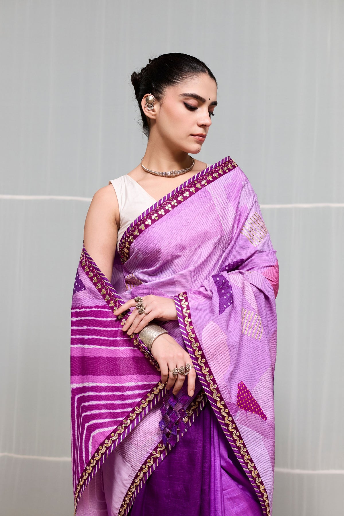 Puple Boond Saree