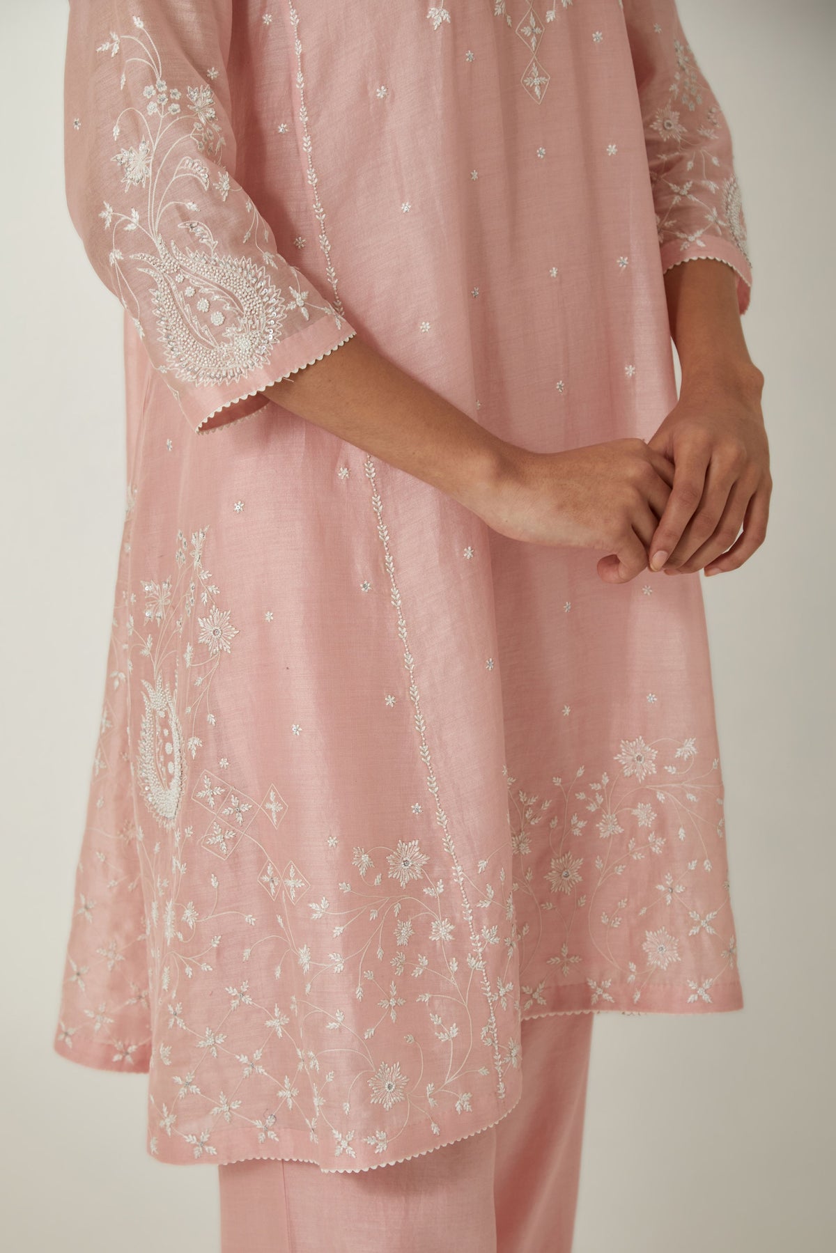 Pink Kalidar Short Kurta