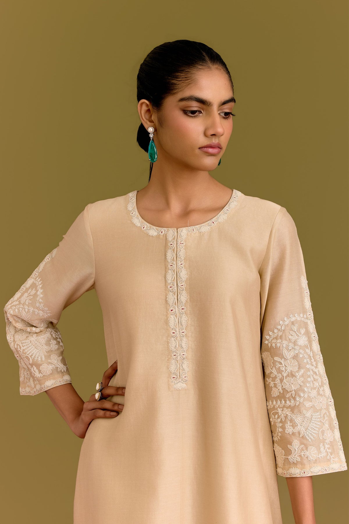 Beige Dori Kurta Set