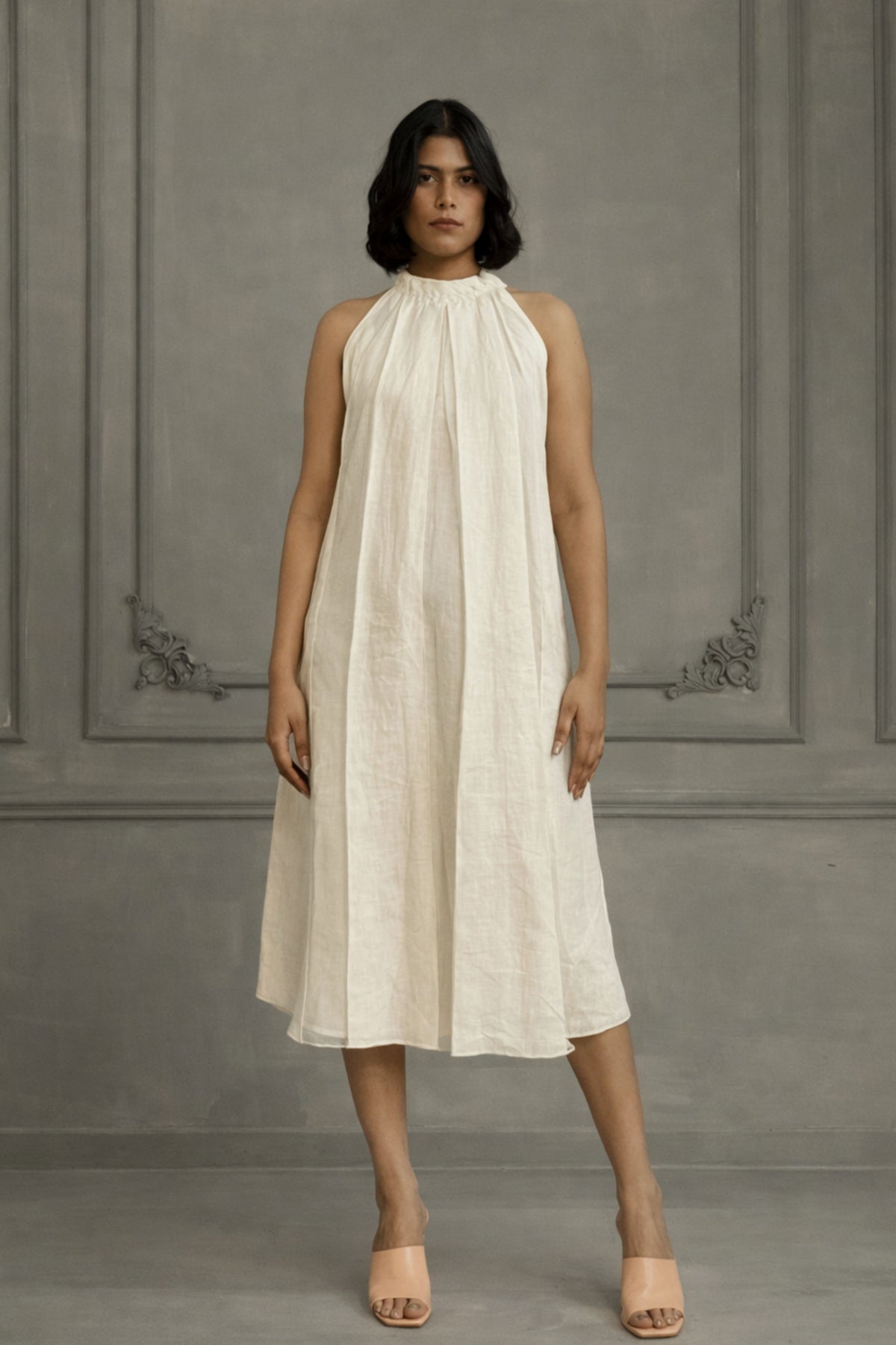Ivory Appliqué Organza Dress