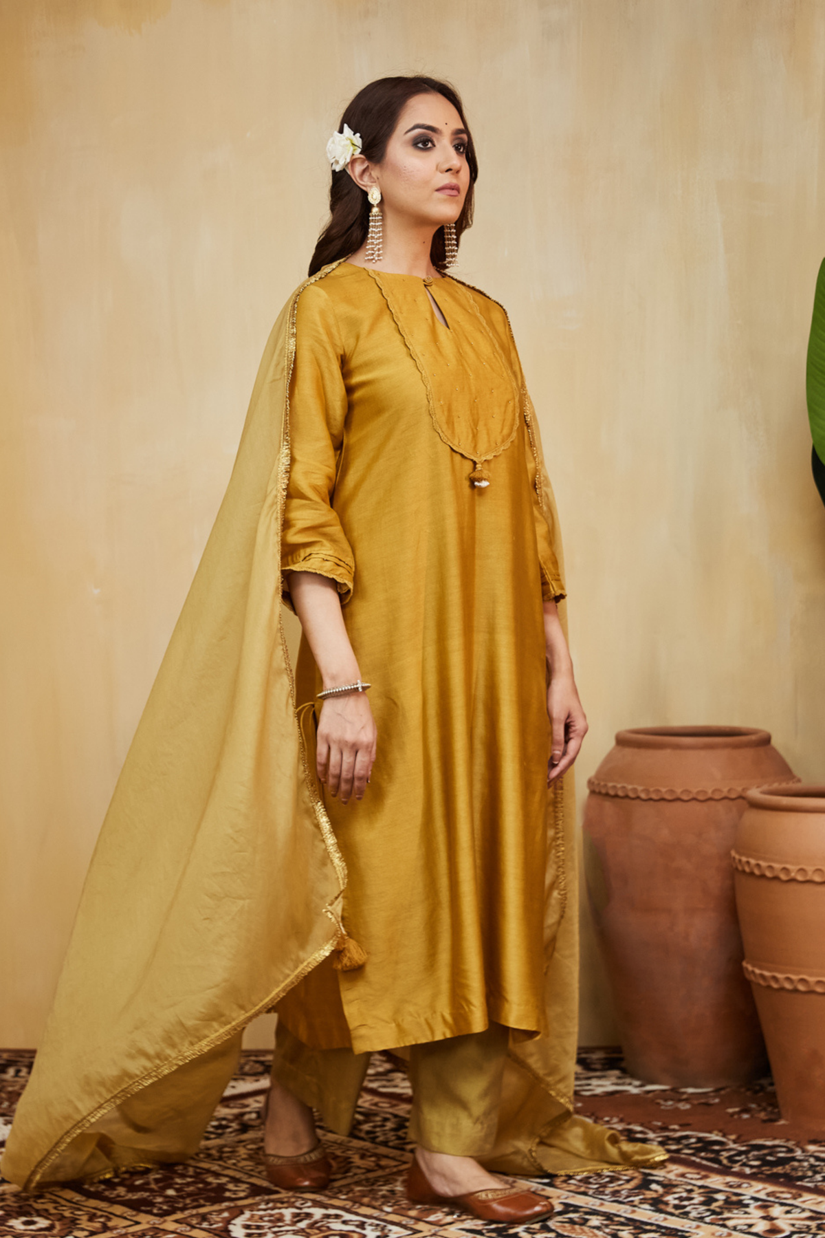 Mustard Hand Nora Kurta Set