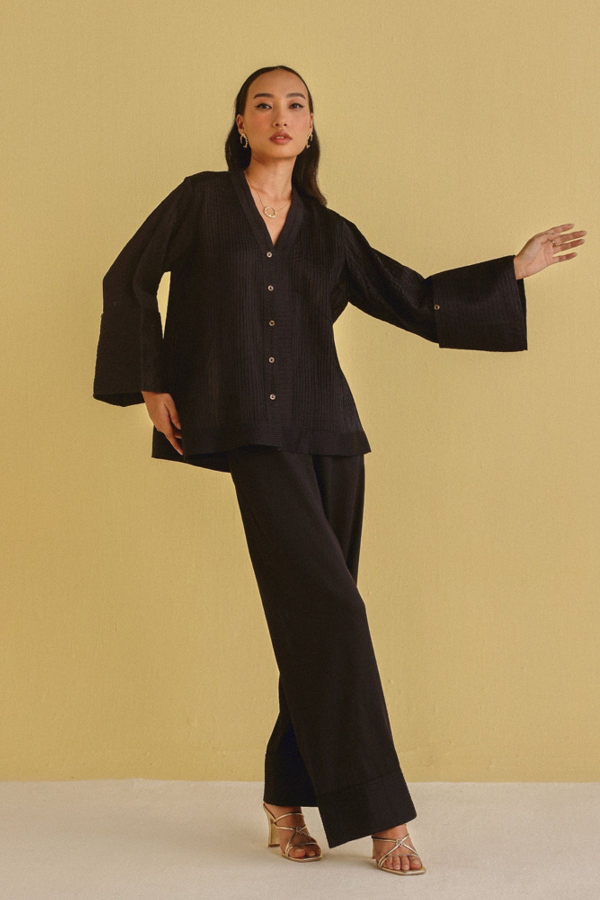 Pintuck Jacket With Palazzos