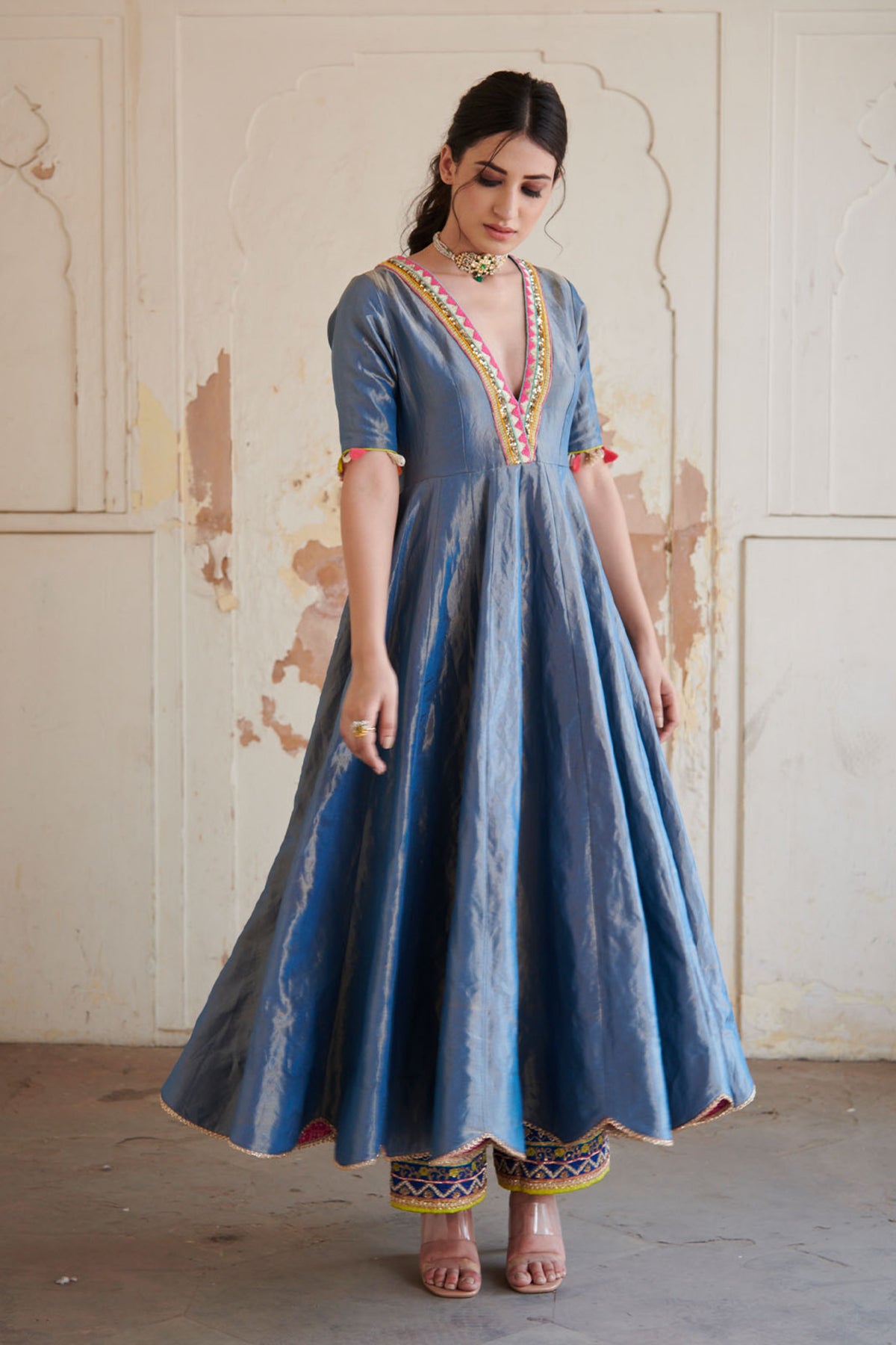Zahra Moonlight Blue Anarkali Set