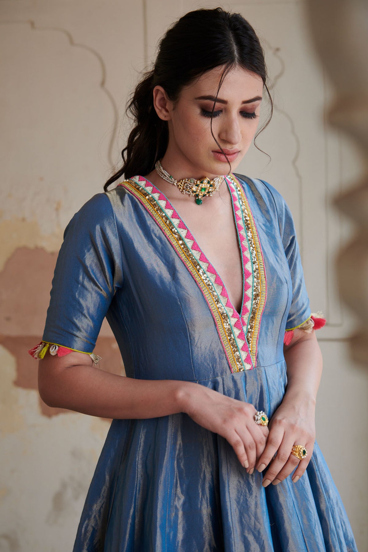 Zahra Moonlight Blue Anarkali Set