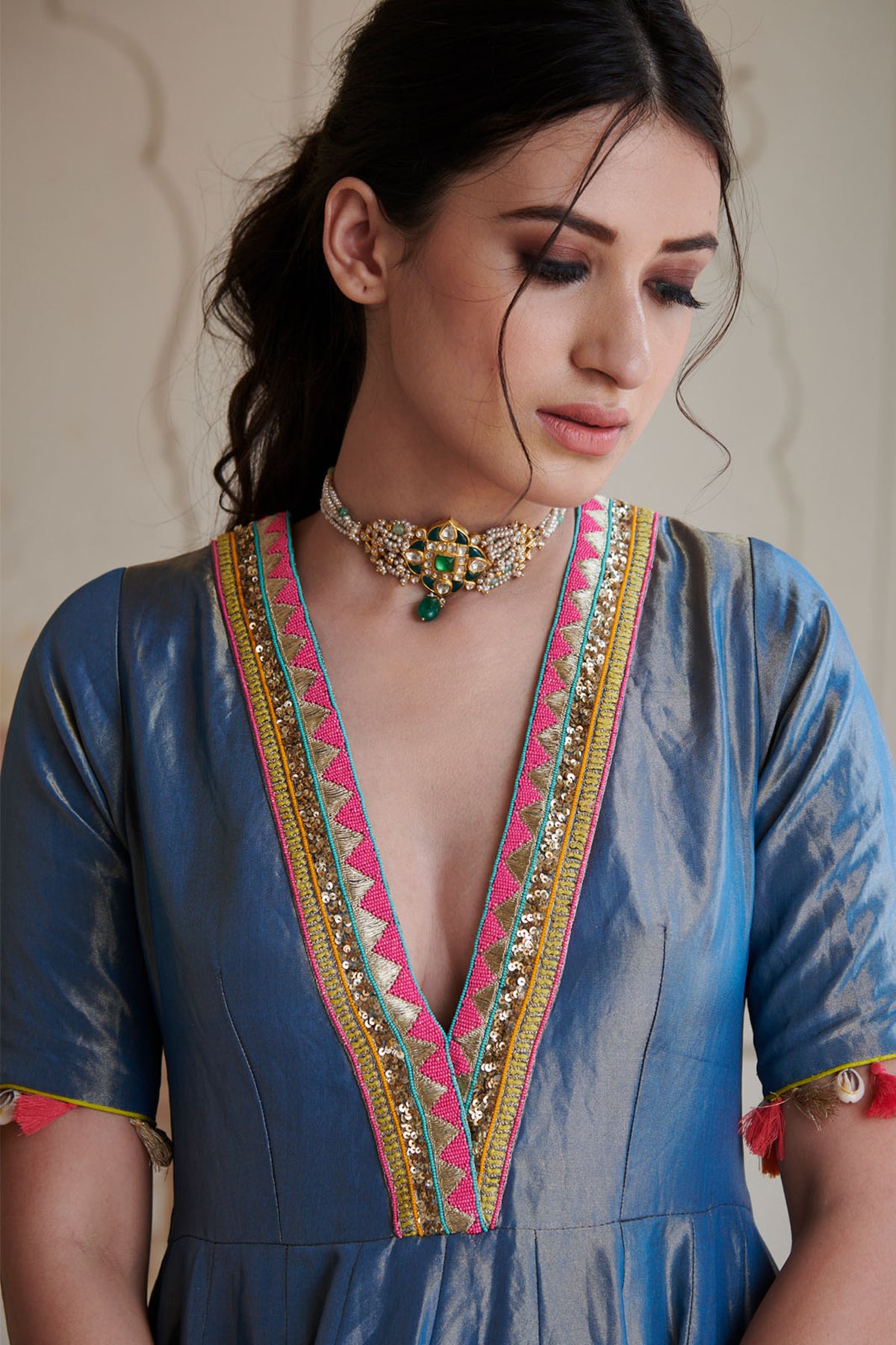 Zahra Moonlight Blue Anarkali Set