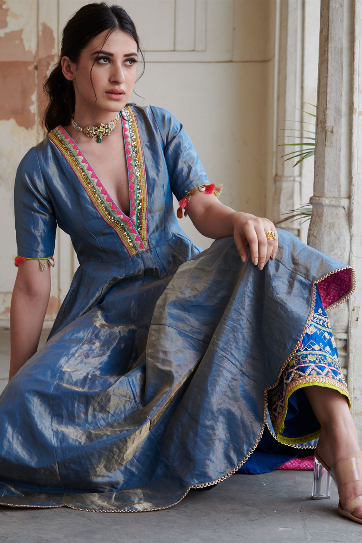 Zahra Moonlight Blue Anarkali Set