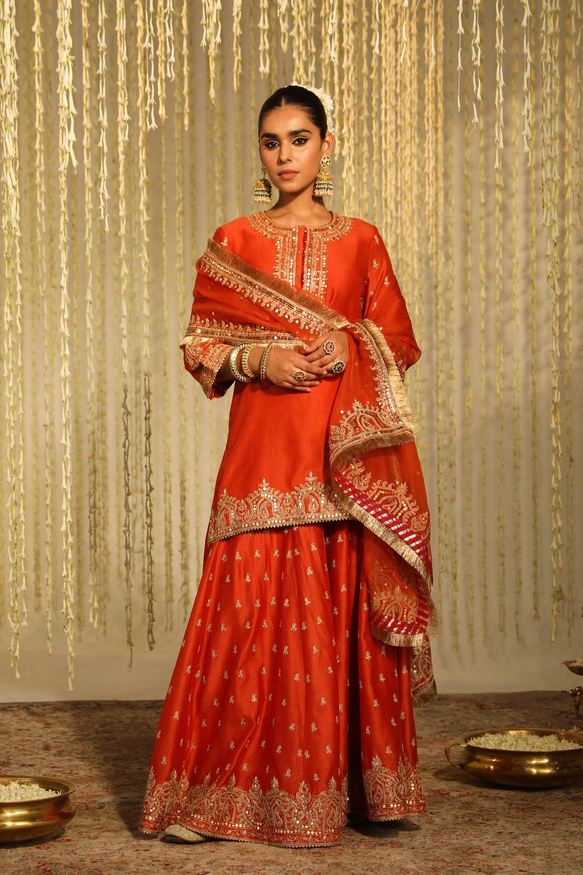 Mishika Orange Sharara Set