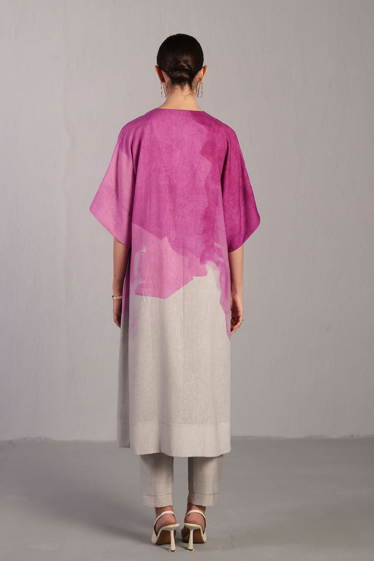 Diffuse Beetroot and Light Grey Kurta Set