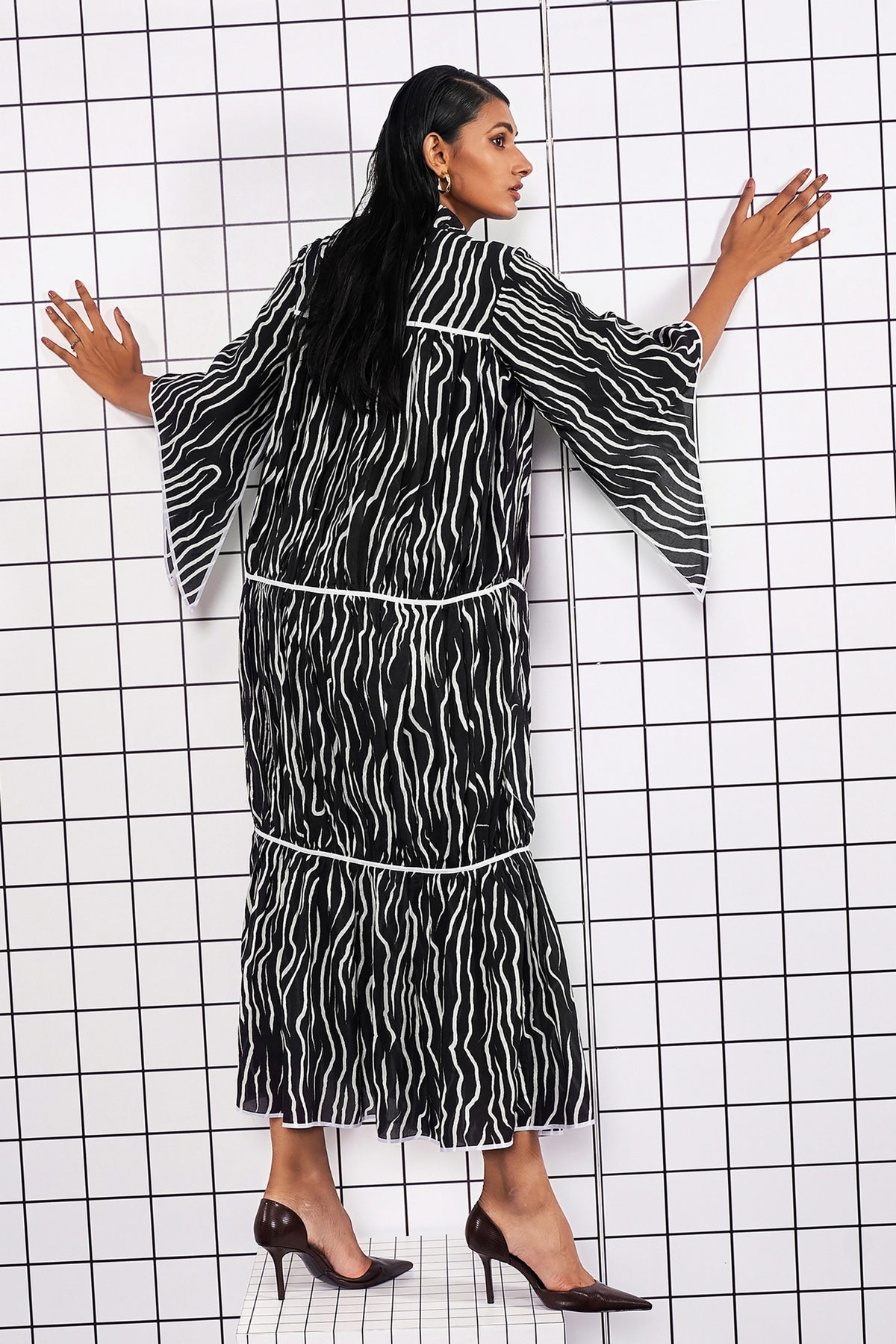 Wavy Print Shirt Dress
