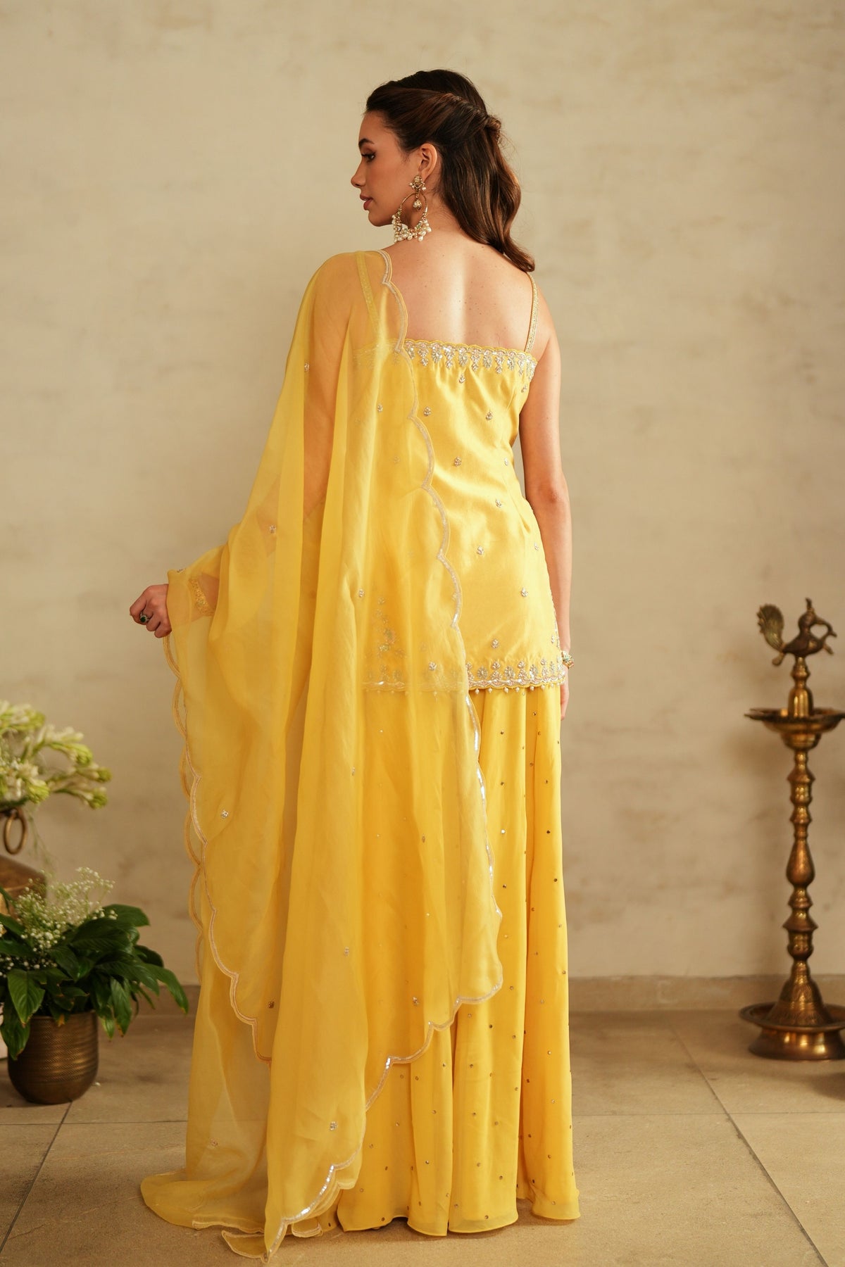 Princess Cut Yellow Sharara Set