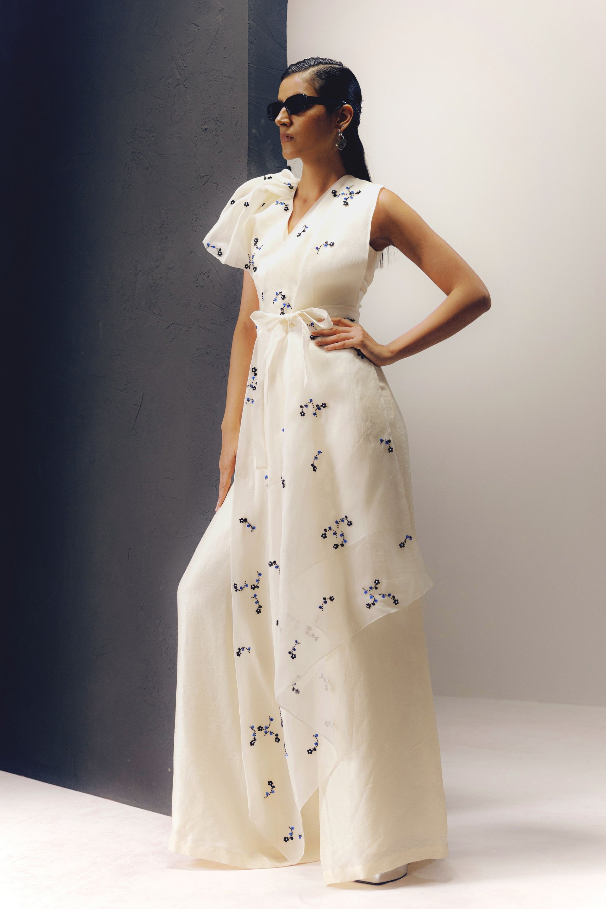 White layered jumpsuit hotsell