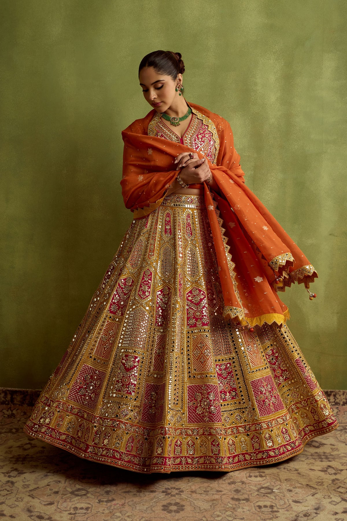 Patchwork Silk Lehenga Set