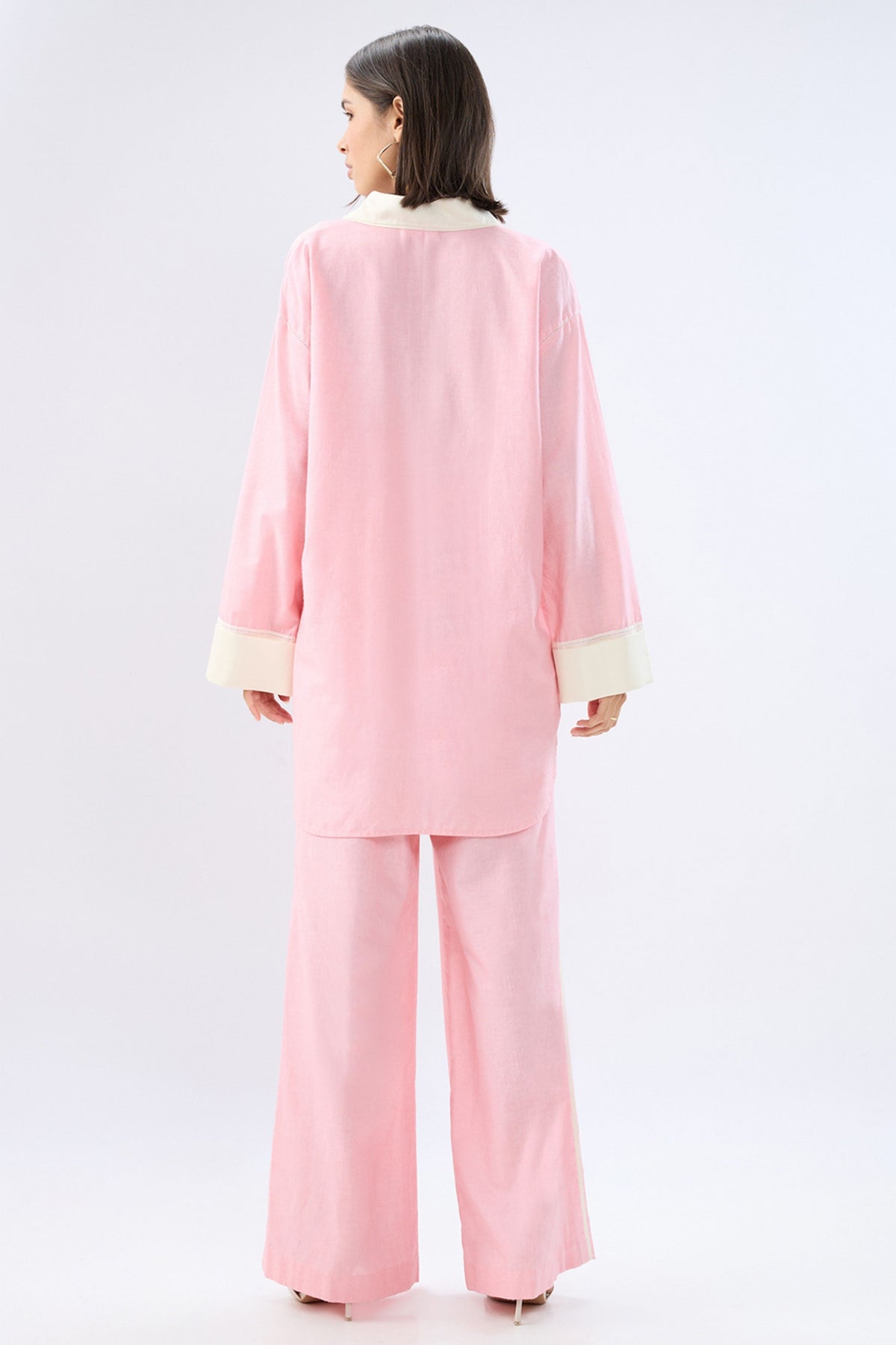 Pink Kurta Shirt Style Co-ord Set