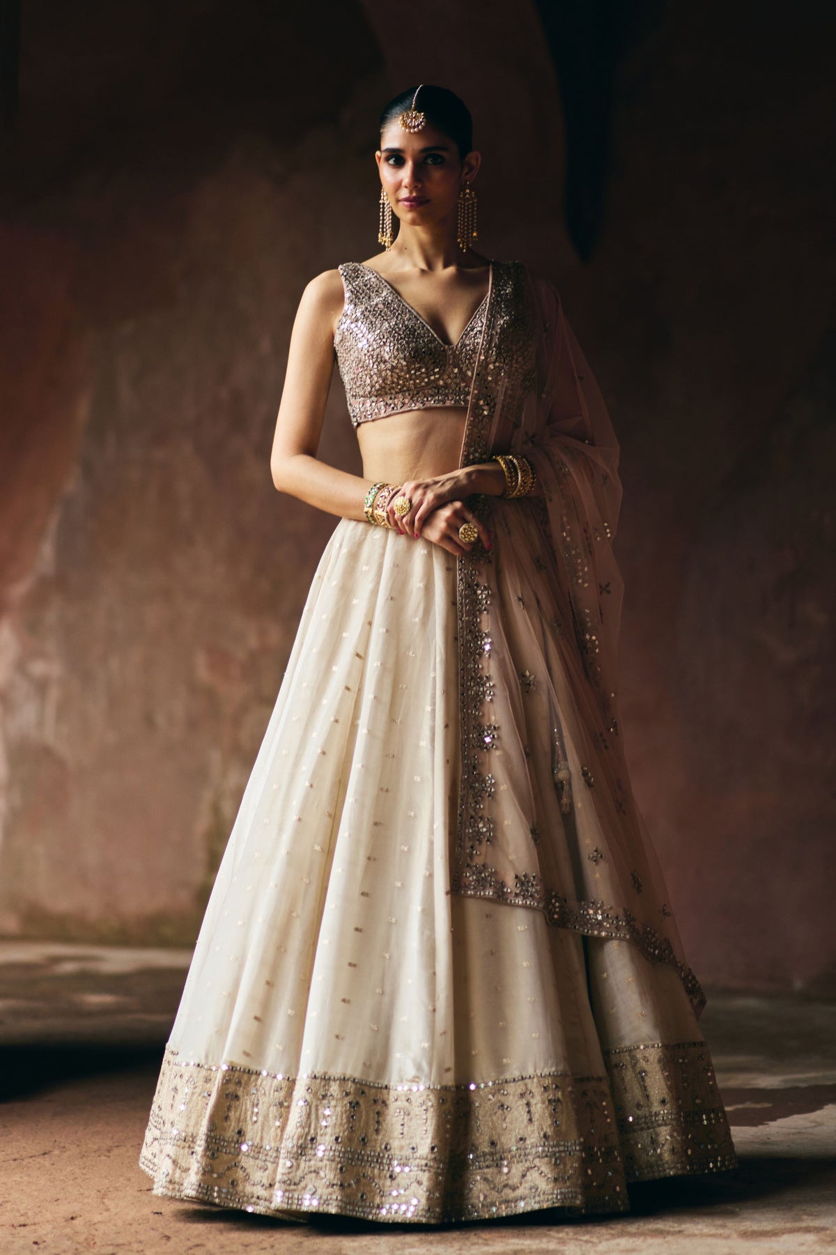 Gold Tissue Lehenga Set