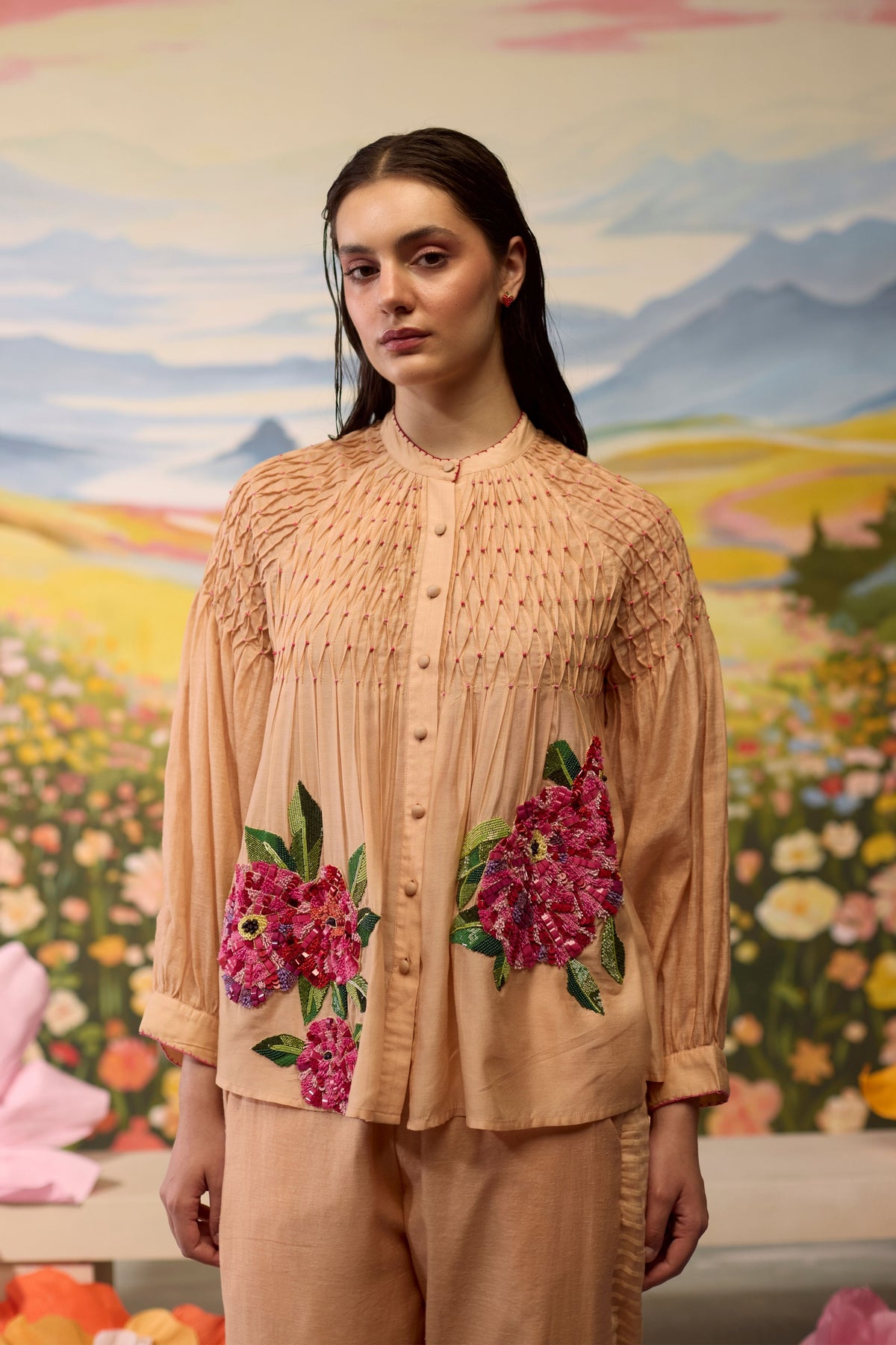 Sorbet Smocked Shirt