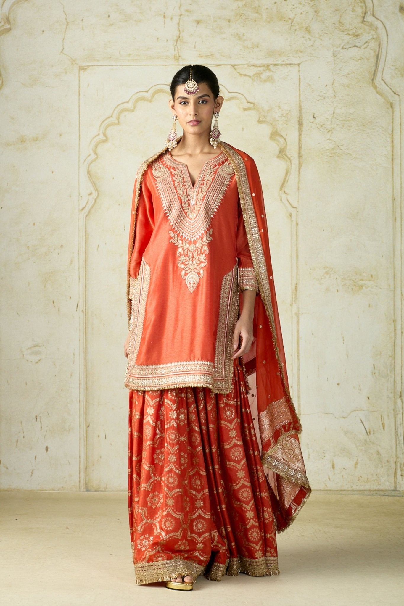 Orange Ameena Sharara Set - Gopi Vaid - Elahe