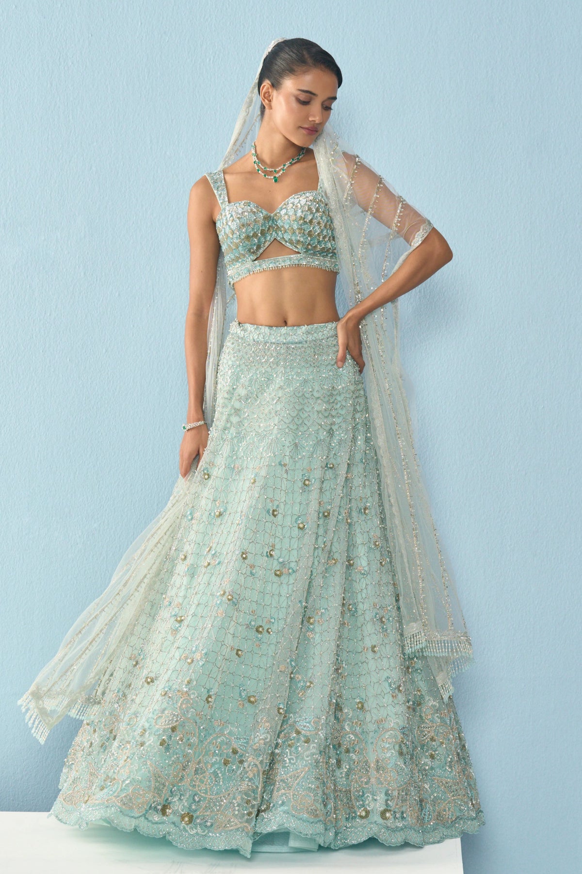 Aqua Lehenga Set