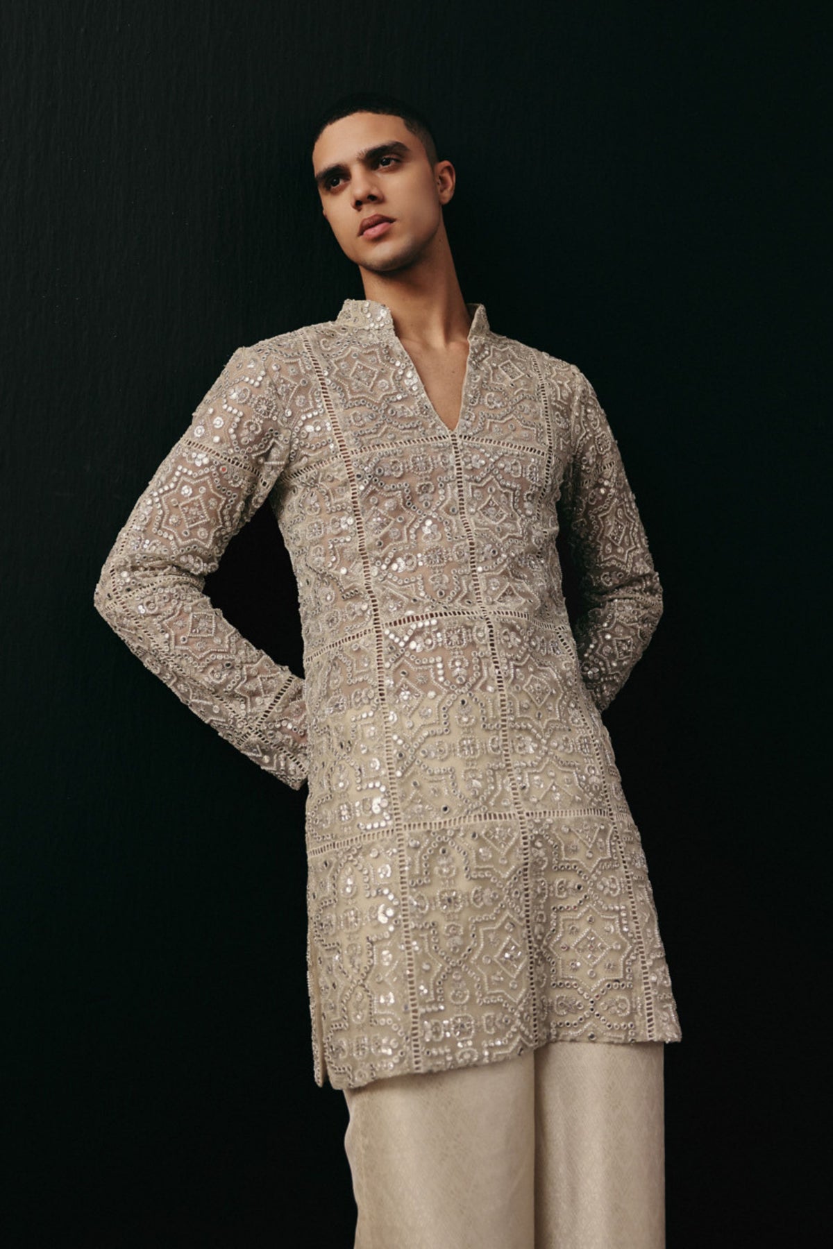 Ivory Mirrorwork Kurta