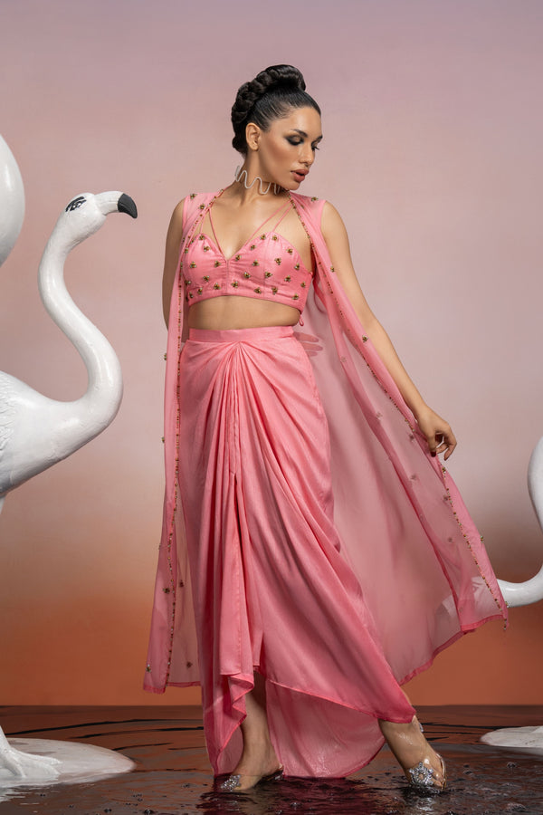 Rose Pink Jacket Set - Elahe