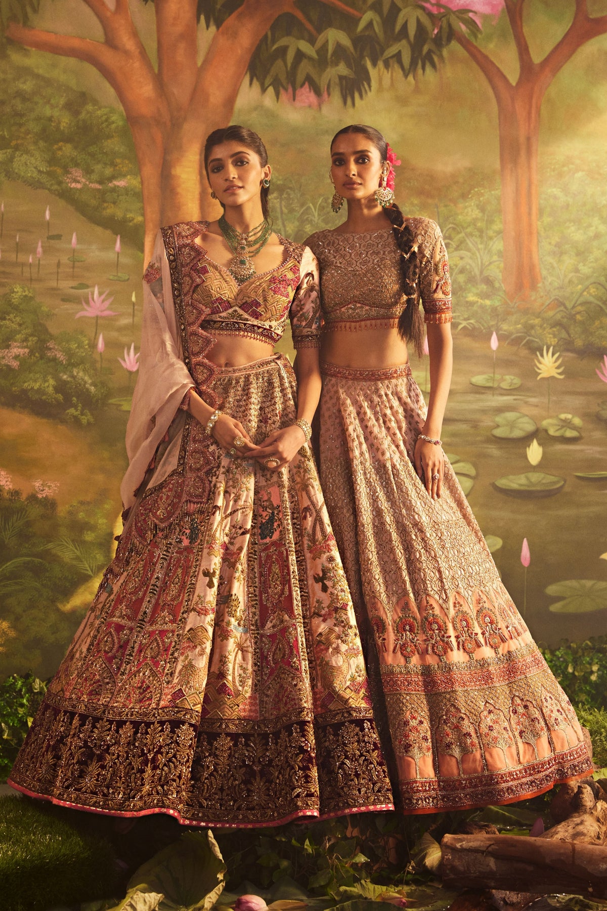 Pink Zardozi Silk Velvet Lehenga Set