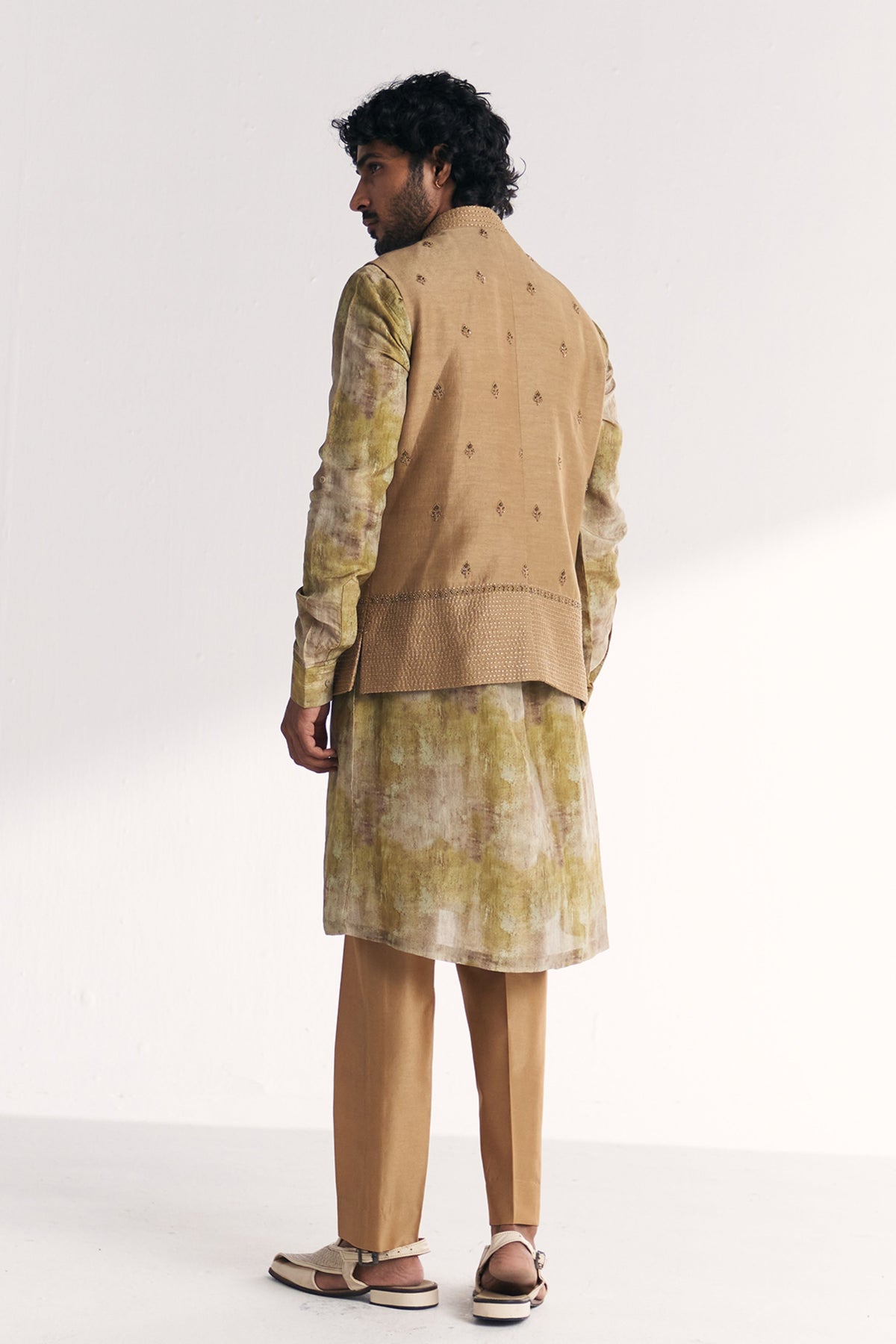 Dilawar Green Nehru Jacket Set