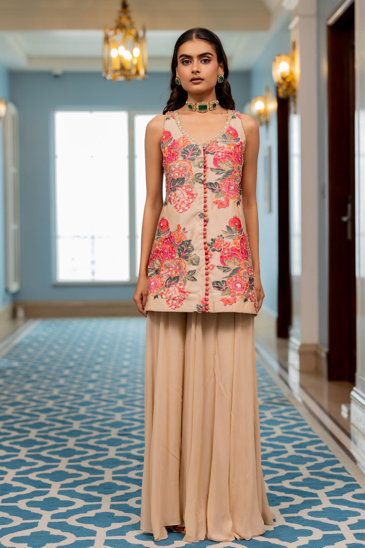 Yanika Old Rose Sharara Set