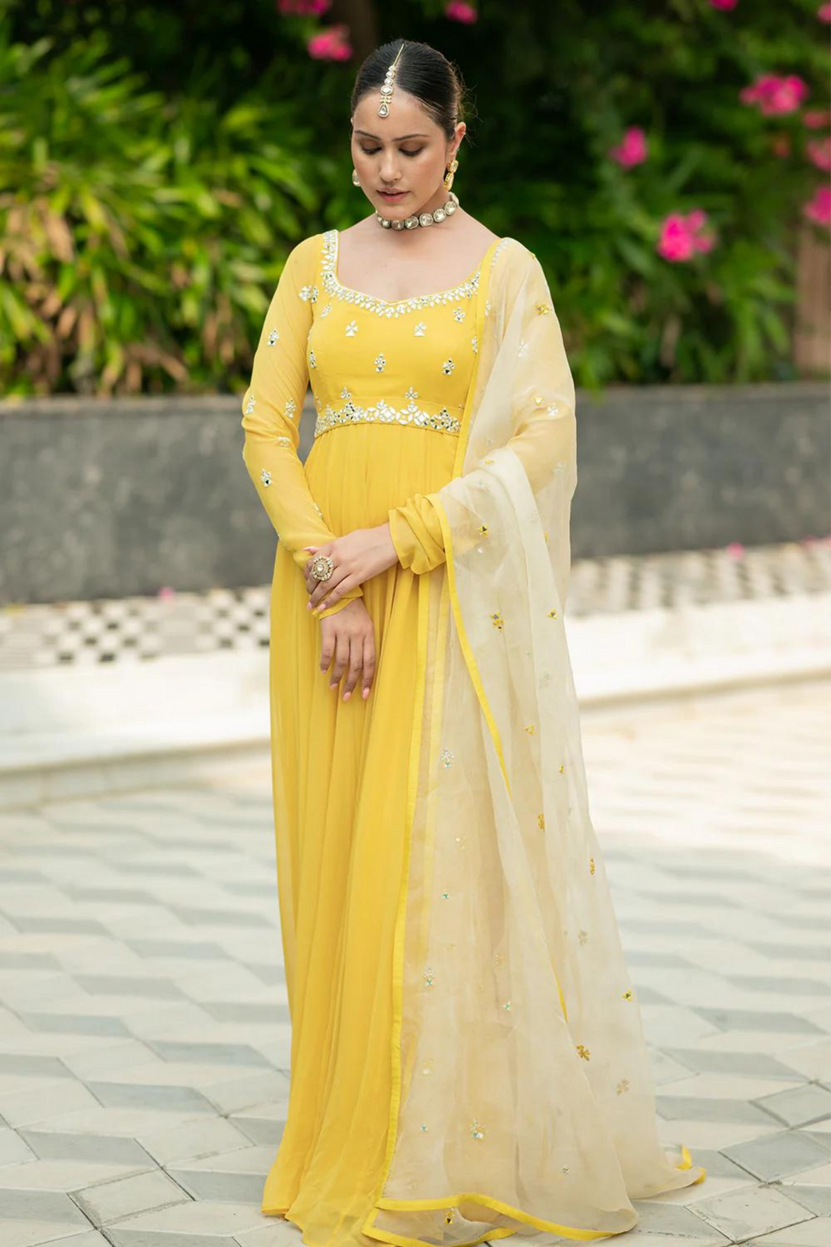 Yellow Anarkali Set