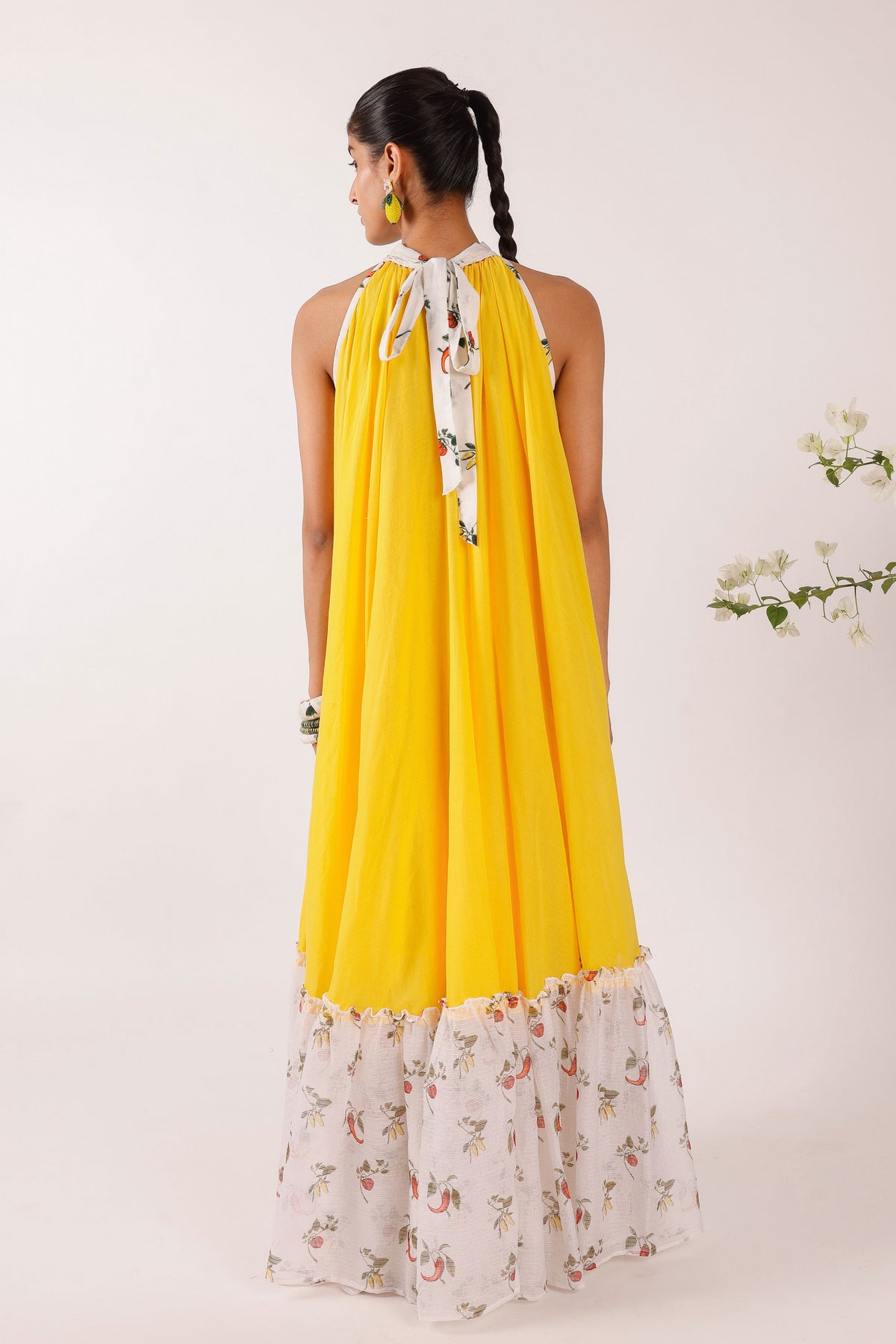 Chilli Print Yellow Maxi Dress