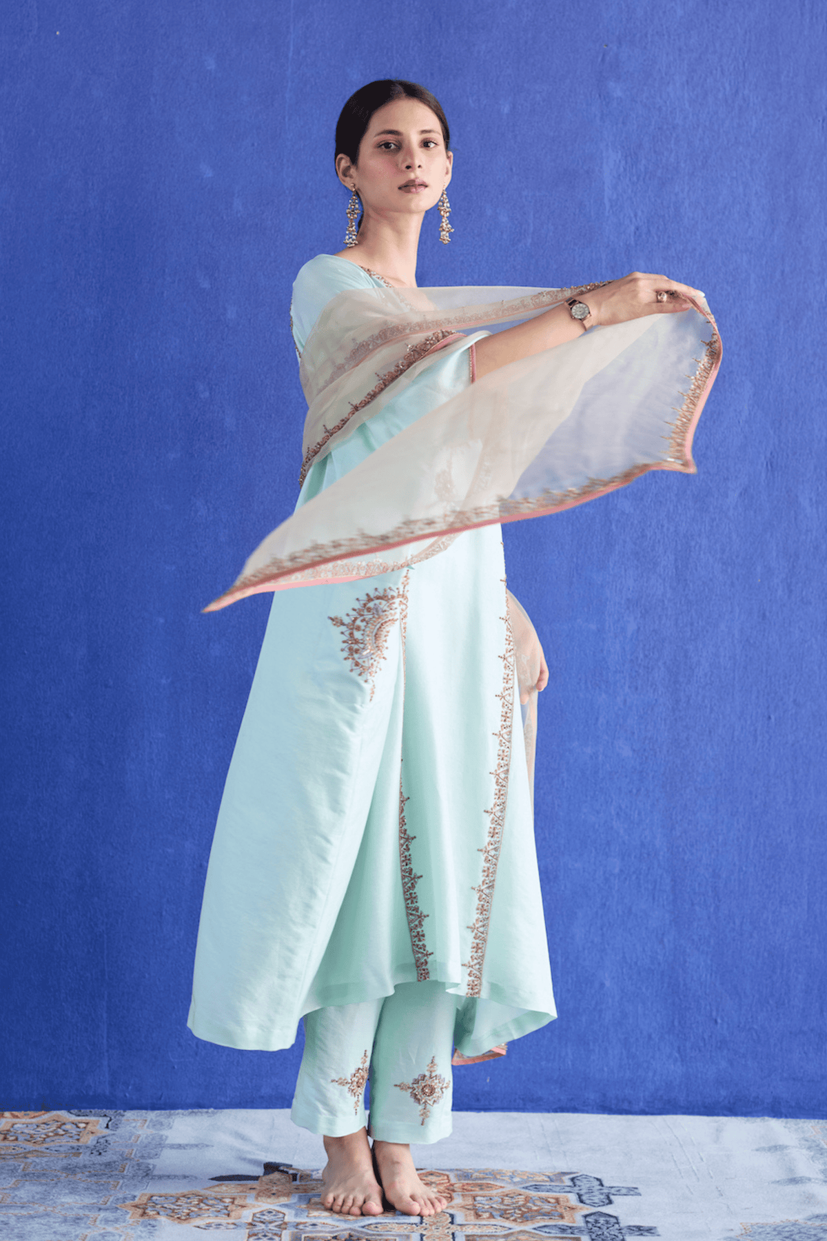 Blue Bindi Kaftan Suit