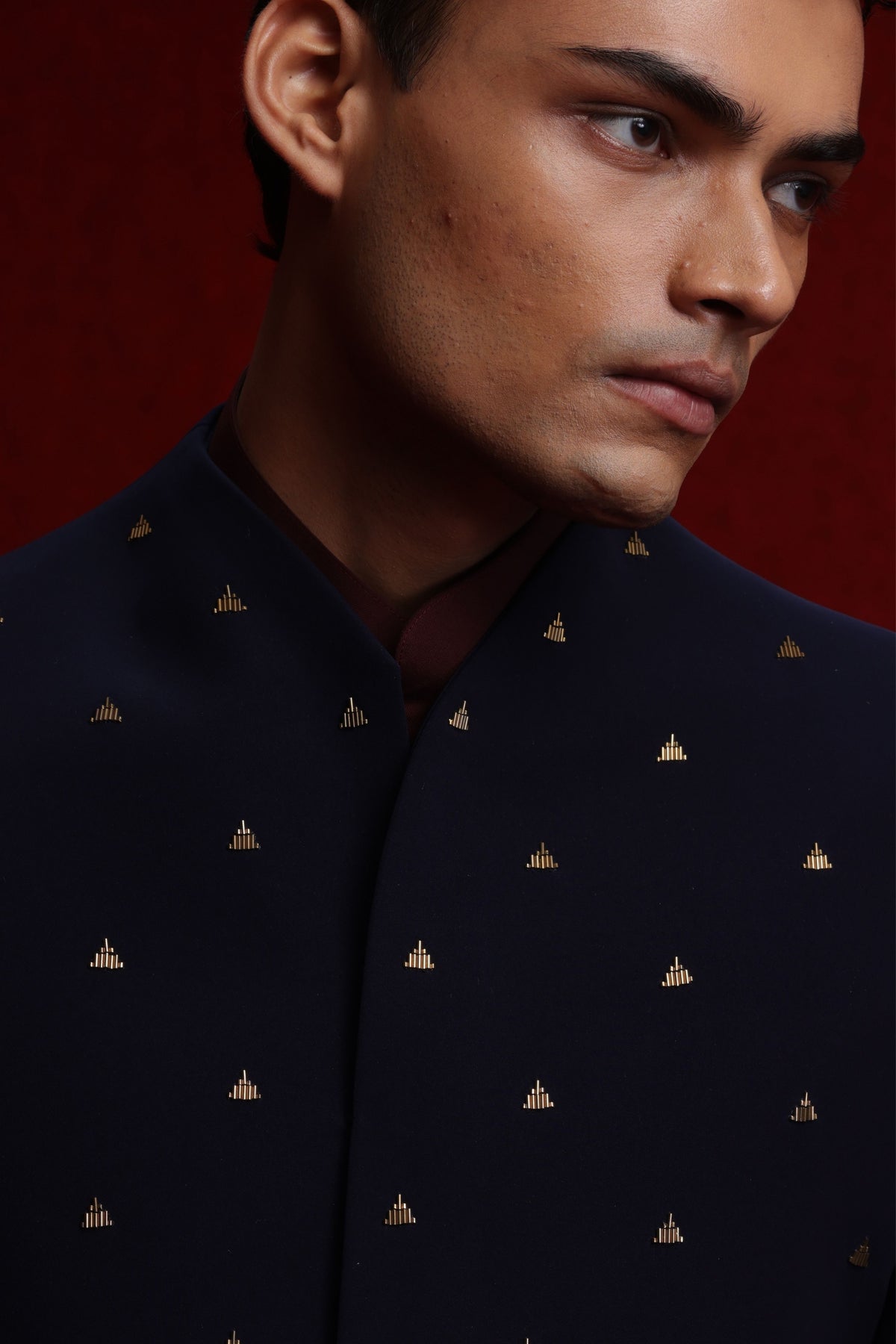Navy Blue Bandhgala Kurta Set