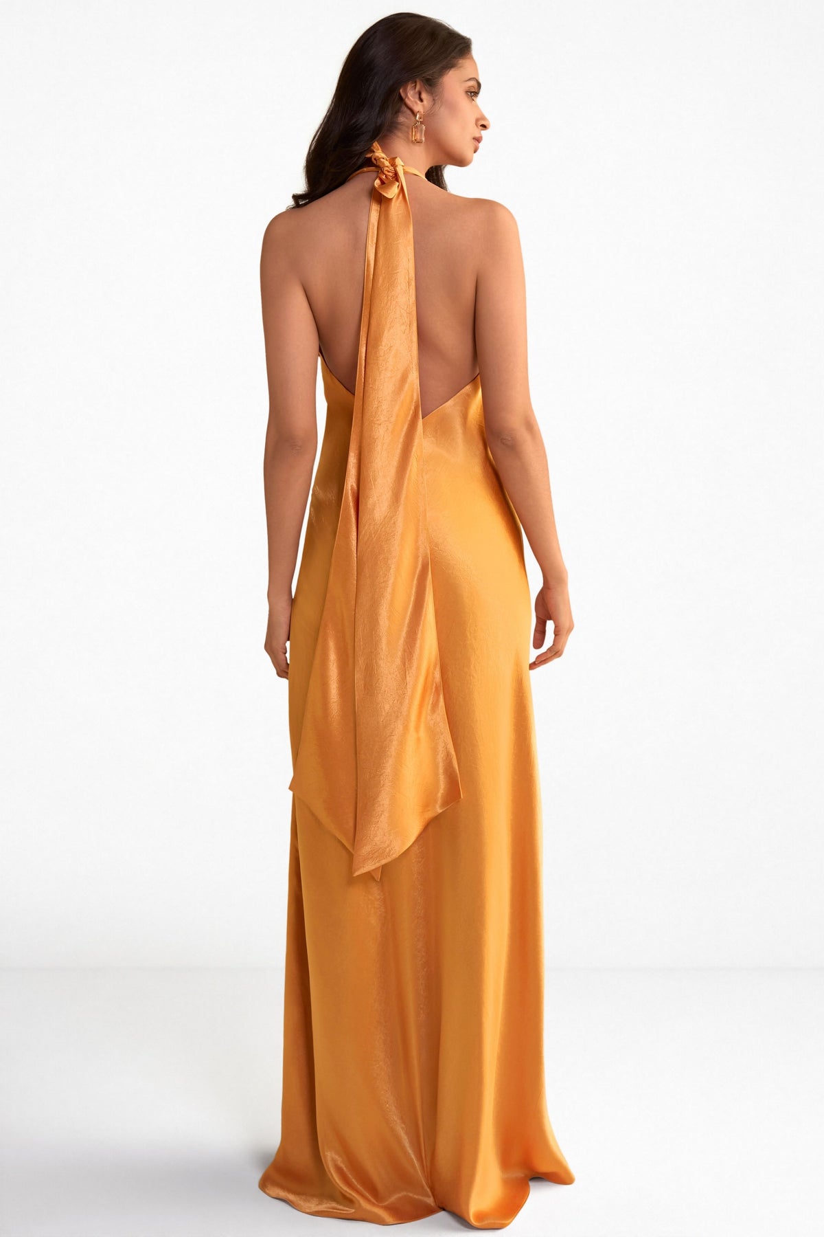 Apricot Satin Dress