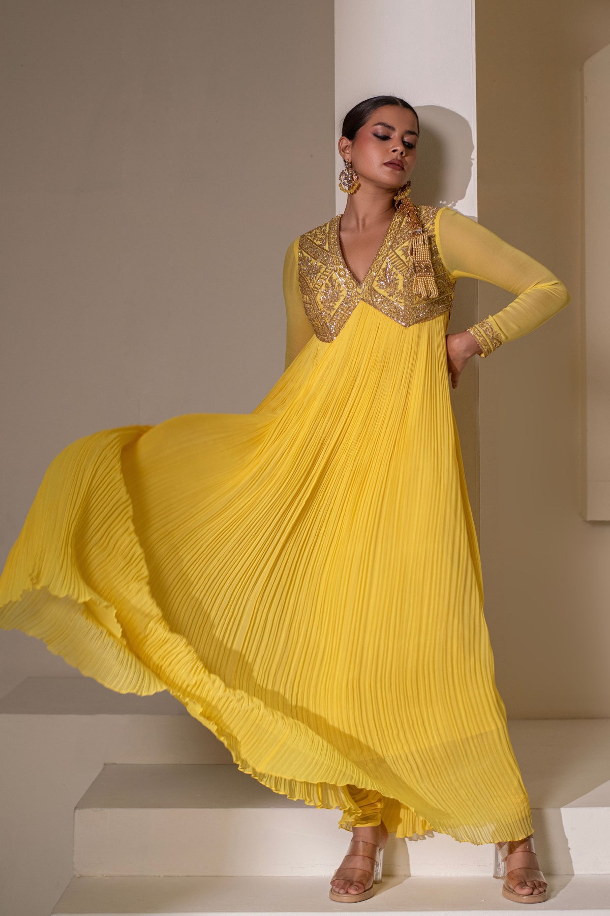 Yellow Embellished Anarkali