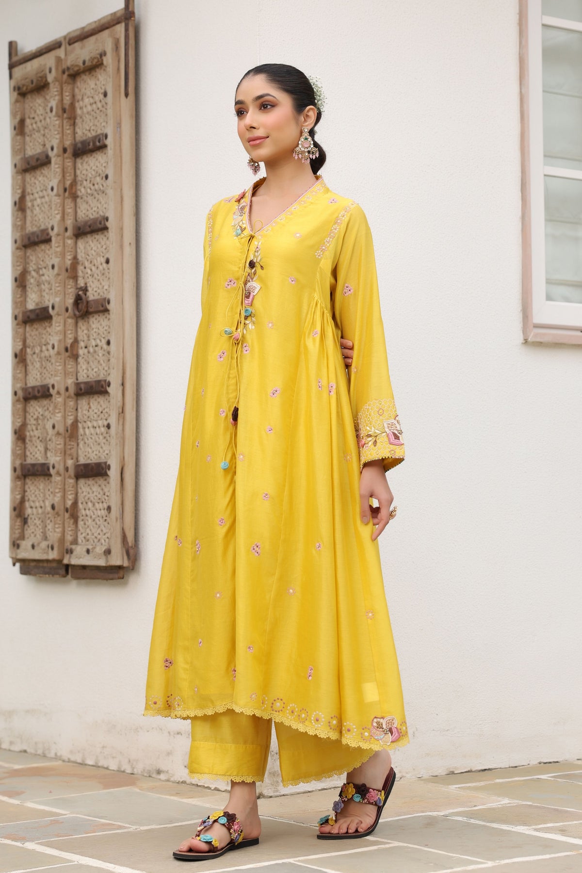 Gulzar Yellow Kalidaar Set