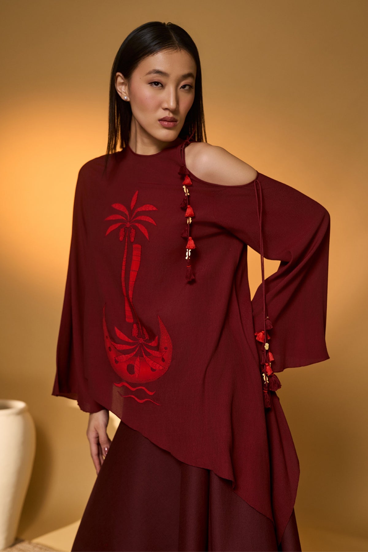 Maroon Lunar Lagoon Skirt Set