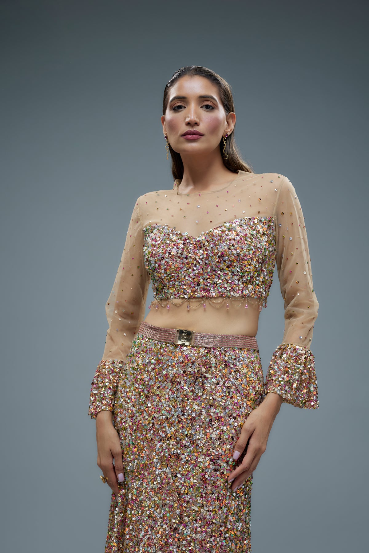 Pink Embroidered Lehenga Set