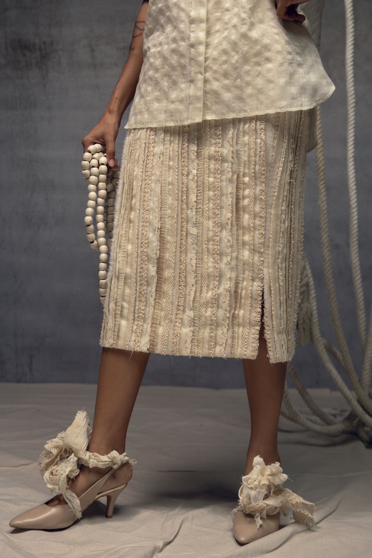 Ivory Fringing Skirt