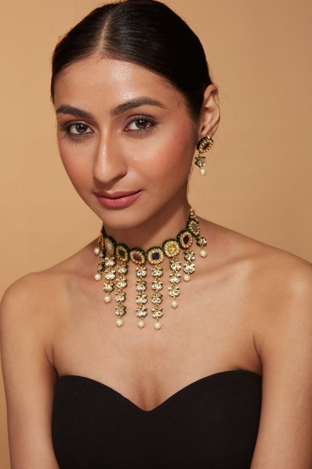 Inaayat Multicolored Kundan Polki Necklace Set