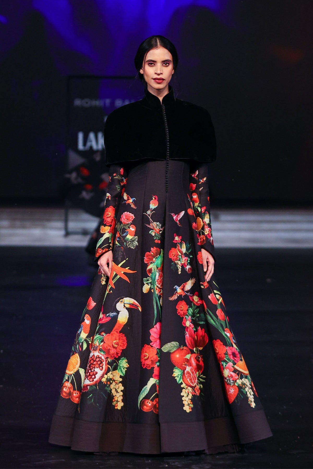Black Long Printed Quilting Jacket