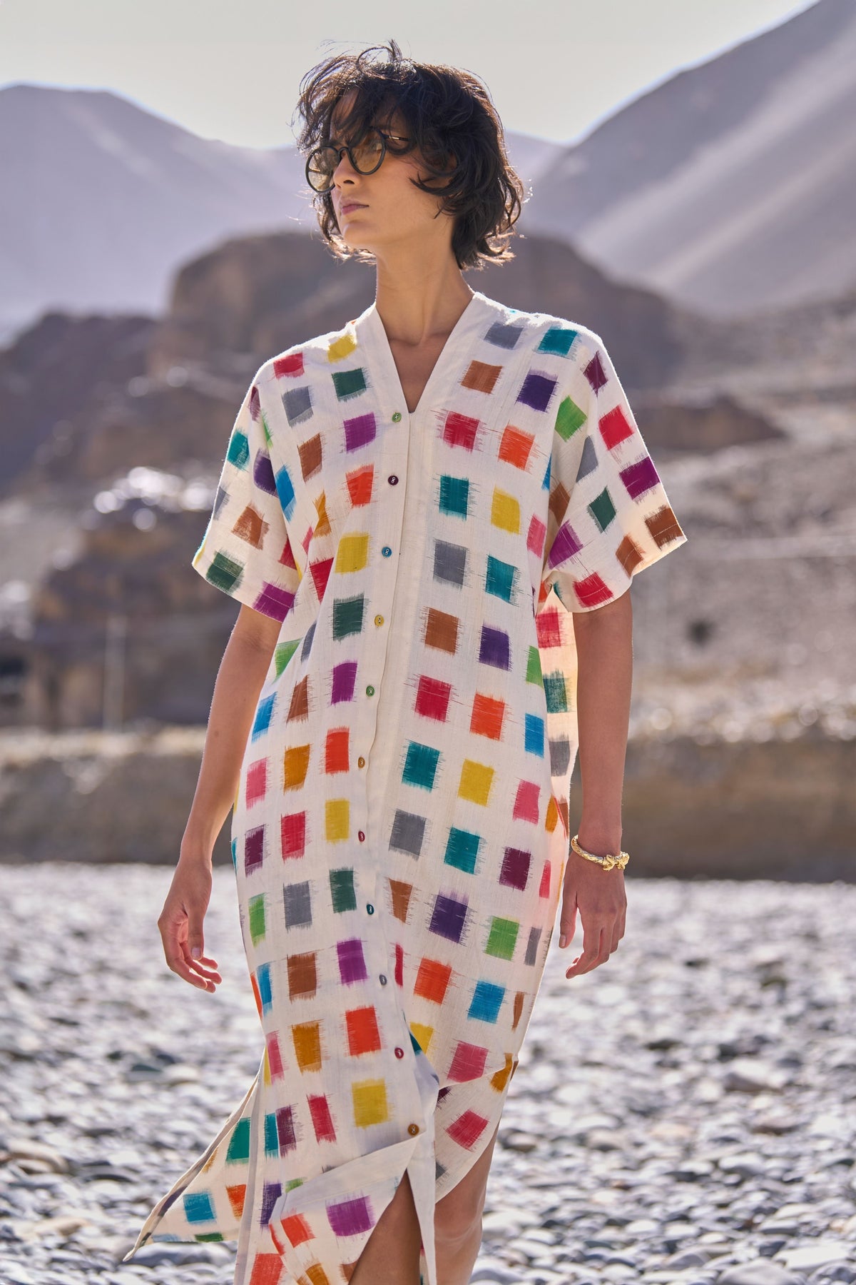 Multicolour Ikat Shirt Dress